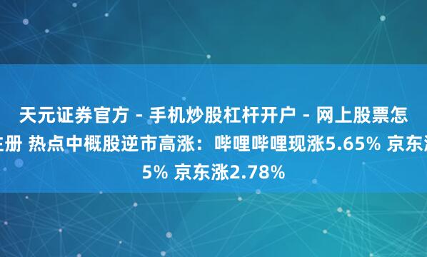 天元证券官方 - 手机炒股杠杆开户 - 网上股票怎么配资注册 热点中概股逆市高涨：哔哩哔哩现涨5.65% 京东涨2.78%