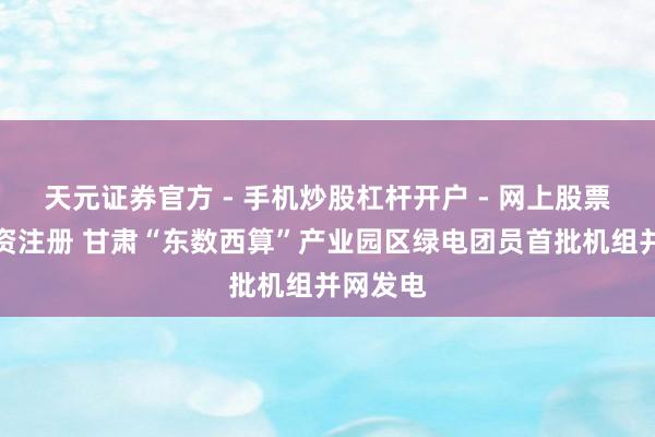 天元证券官方 - 手机炒股杠杆开户 - 网上股票怎么配资注册 甘肃“东数西算”产业园区绿电团员首批机组并网发电