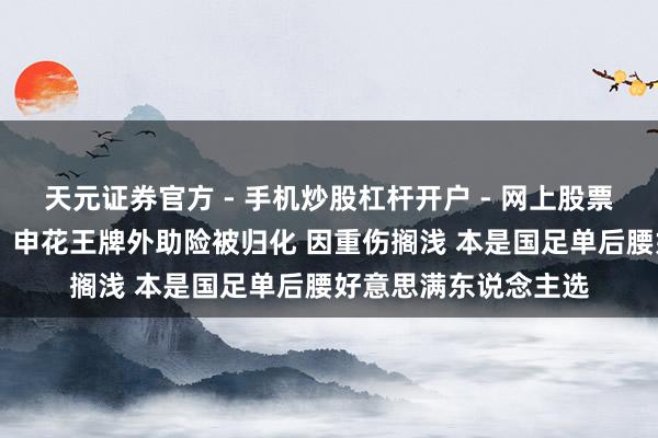 天元证券官方 - 手机炒股杠杆开户 - 网上股票怎么配资注册 愁然！申花王牌外助险被归化 因重伤搁浅 本是国足单后腰好意思满东说念主选